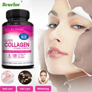 Collagen + Vitamin C & Biotin Capsules – Skin, Hair & Nails Support (120 Capsules)